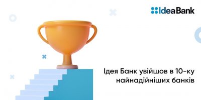 Ідея Банк посів 10 позицію у списку 20 надійних банків за версією Новое Время