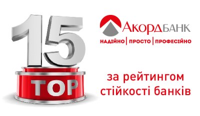 Акордбанк входить до ТОП -15 за рейтингом стійкості банків