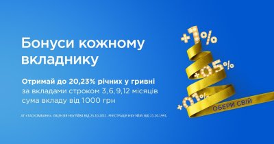 Акційний вклад від ТАСКОМБАНКУ – отримайте до 20,23% річних у гривні!